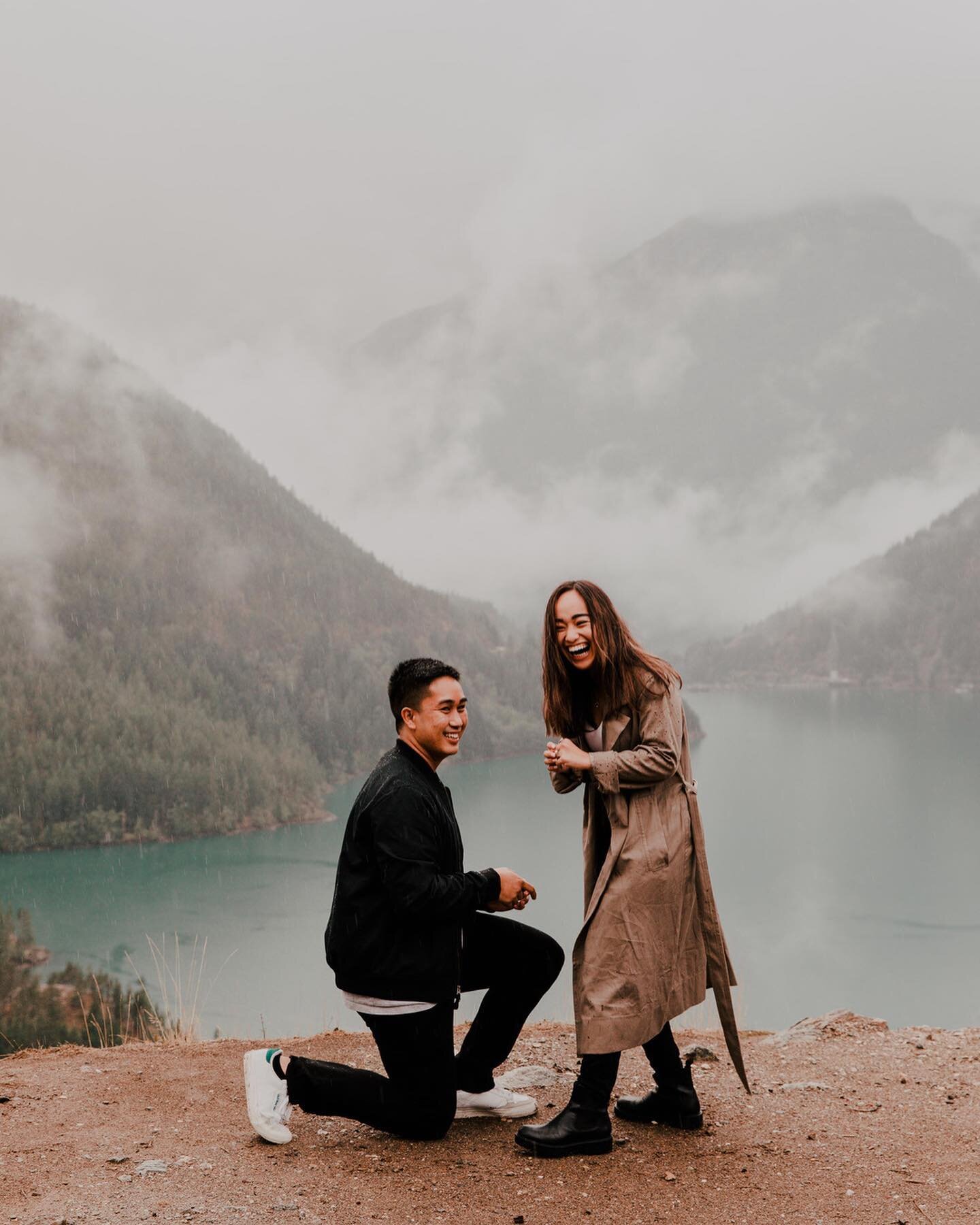 'Rain or Shine' is the law of the land in the PNW. John knew he wanted to propose at this epic spot - so we braved the rain and it was more perfect than I could have imagined. And yes that grin was on her face the whole day 
